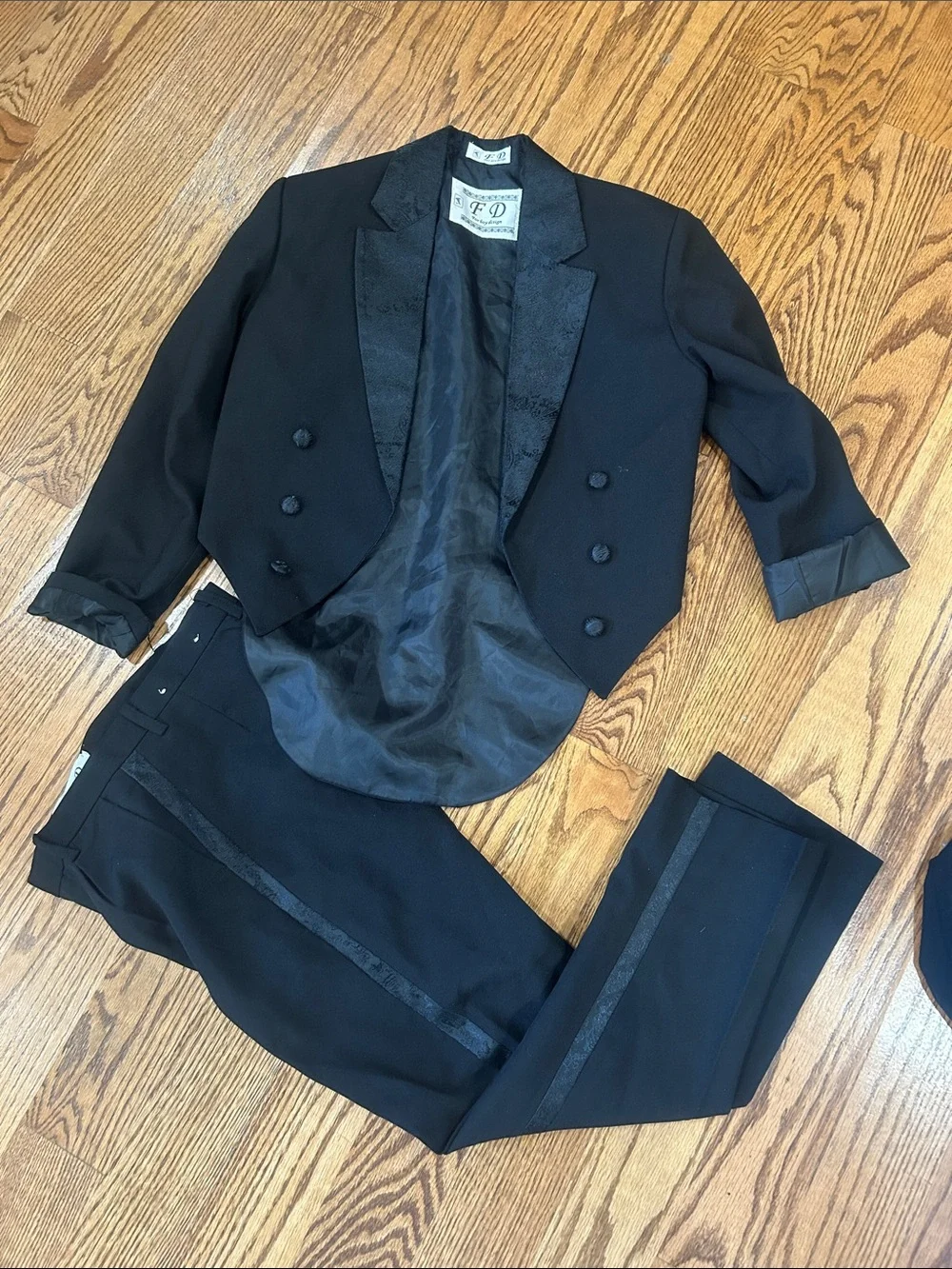 Kids Black Tuxedo Jacket & Pants Set